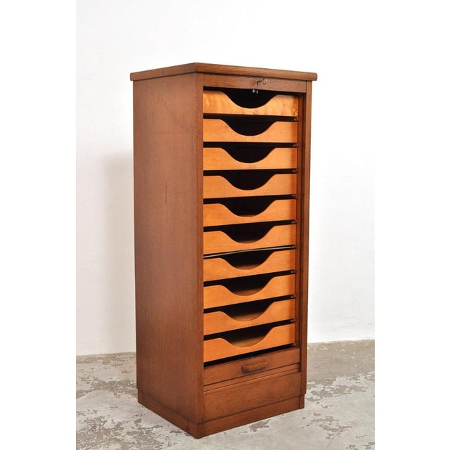 Vintage Roller Door Cabinet in Oak and Beech, 1940s For Sale - Image 11 of 14