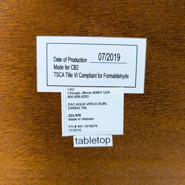 Wood Cb2 Burlwood Veneer Dining Table For Sale - Image 7 of 7