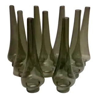 1960s Mid Century Modern Smoked Glass Chandelier Shades - Set of Nine For Sale