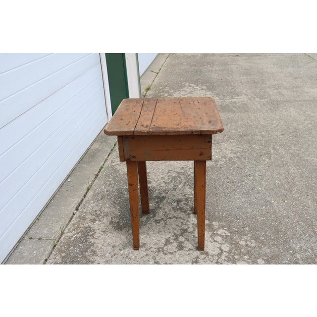 Farmhouse Vintage Rustic Farm Painted Side Table/Stand For Sale - Image 3 of 7