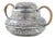 Rounded Silver Sugar Bowl with Reliefs, Monogram Card and Coated Handles For Sale