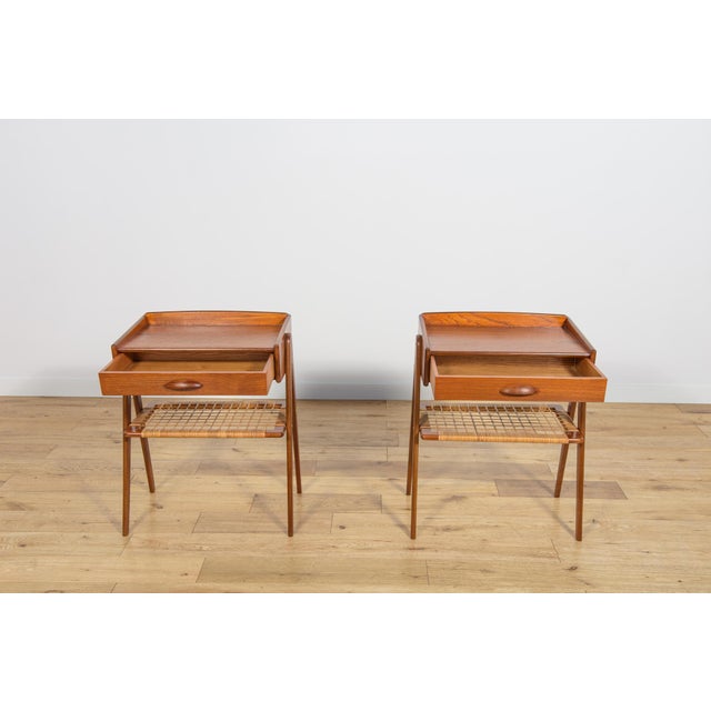 Brown Mid-Century Modern Teak and Rattan Nightstands by Søren Rasmussen, 1960s, Set of 2 For Sale - Image 8 of 18