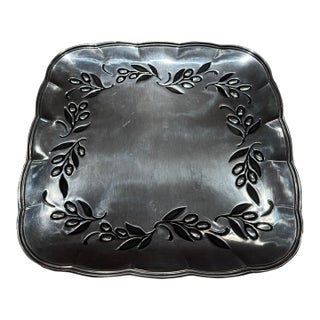 Art Nouvea Lenox "En Provence" Olive Wreath Square Estate Charger Platter For Sale