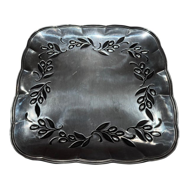 Art Nouvea Lenox "En Provence" Olive Wreath Square Estate Charger Platter For Sale