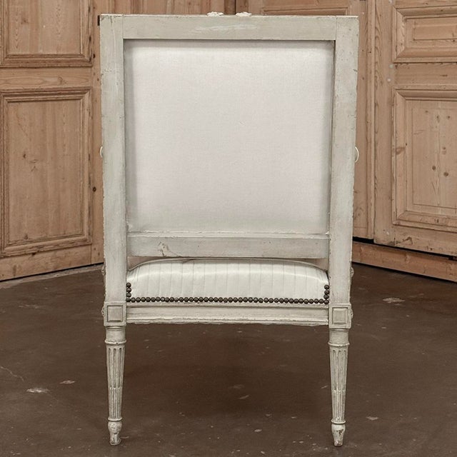 19th Century Louis XVI Painted Salon Armchair ~ Fauteuil For Sale - Image 15 of 17
