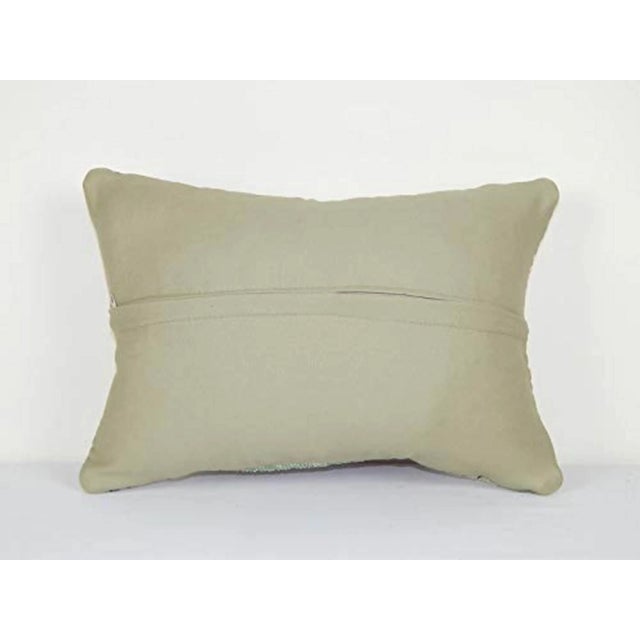 1990s Vintage Distressed Lumbar Pillow Cover, Wool Tribal Cushion 14'' X 20'' (35 X 50 Cm) For Sale - Image 5 of 6