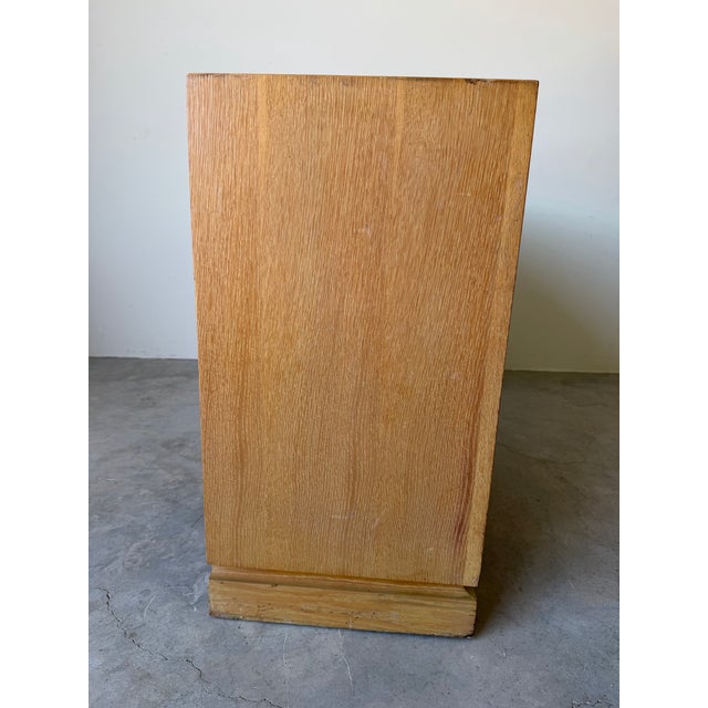 James Mont Attributed Regency Chinoiserie Cerused Oak Cabinet With Silvered Relief Panels For Sale - Image 4 of 12