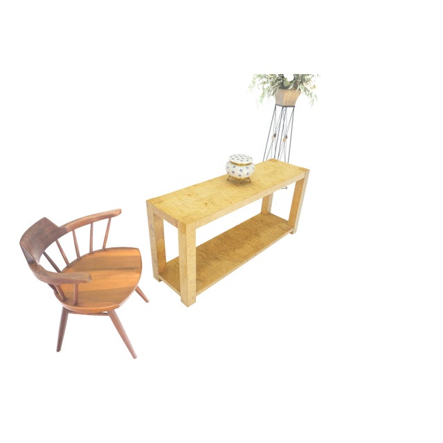 Mid-Century Modern Mid Century Burl Wood Two Tier long Rectangle Console Sofa Hall Table For Sale - Image 3 of 12