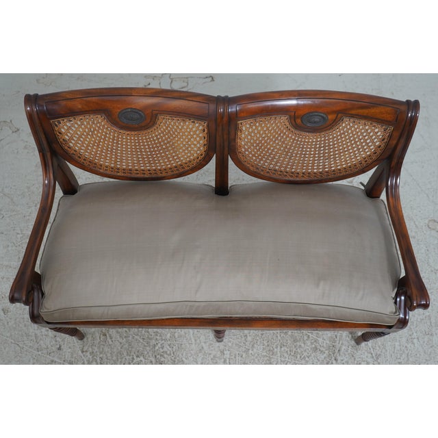 Traditional Theodore Alexander Regency Style Cane Back Settee For Sale - Image 3 of 18