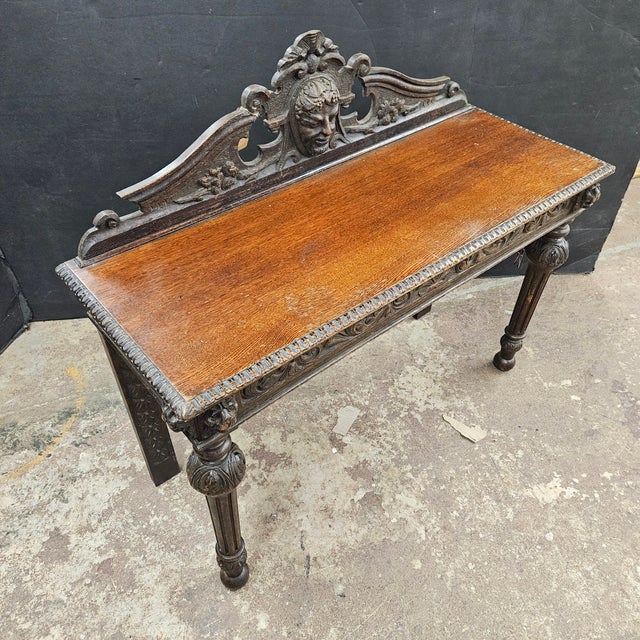 Late 19th Century Carved Oak Antique Victorian Hall Table For Sale In Atlanta - Image 6 of 18