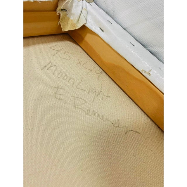 Large Abstract Landscape Oil Painting “Moon Light” by E. Remender For Sale - Image 15 of 15