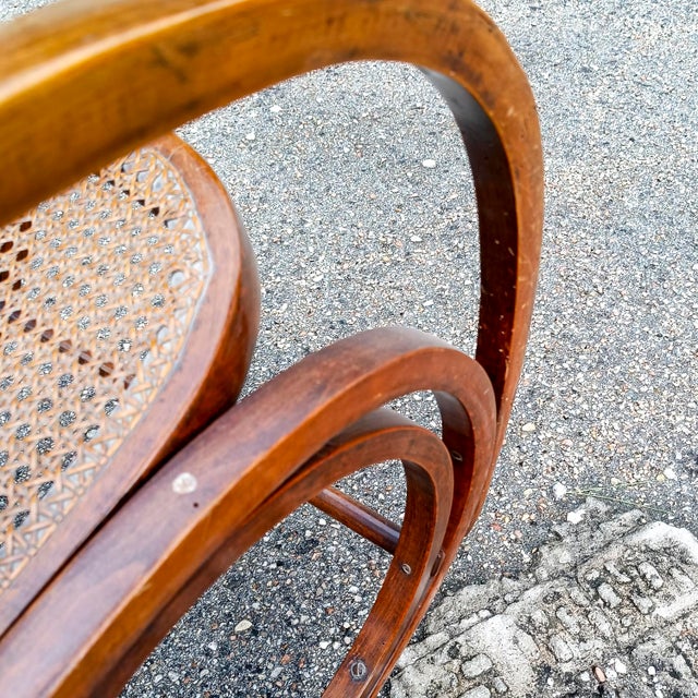1930s Bentwood and Wicker Rocking Chair from Thonet, 1930s For Sale - Image 5 of 16