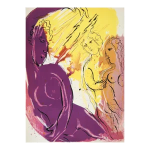 1956 Verve Bible Chagall Original Lithograph Angel of Paradise