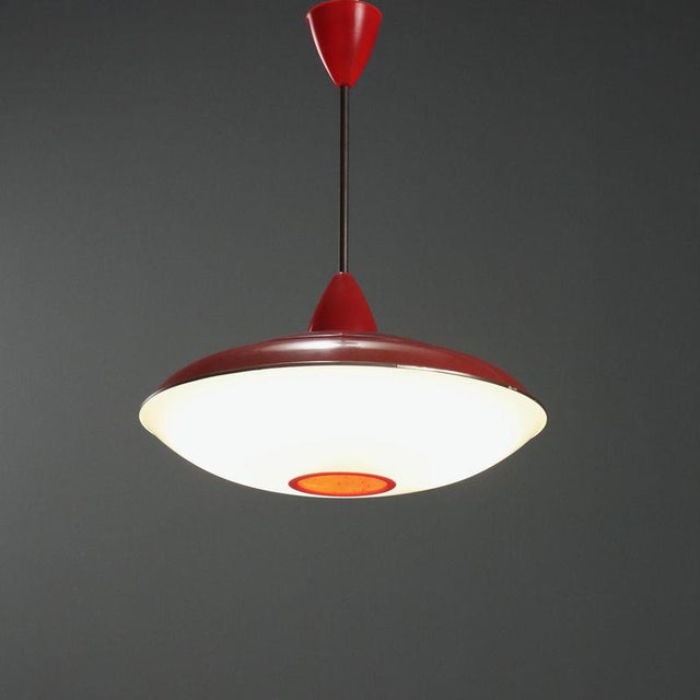 Vintage Red Aluminum Pendant Light, 1960s For Sale - Image 9 of 9