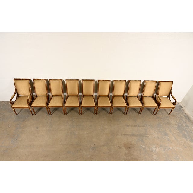 1980s Karges French Regency Louis XVI Carved Walnut and Gold Gilt Dining Chairs | Set of Ten For Sale - Image 5 of 16