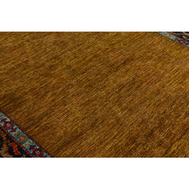 9x12 Modern Bidjar Style Hand-Knotted Wool Rug - Golden Ochre & Midnight Navy For Sale - Image 11 of 11