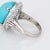 Gemstone Mid 20th Century Egg Shell Blue Turquoise Diamond Ring Platinum Estate Large Cocktail Jewelry size 6 For Sale - Image 7 of 7