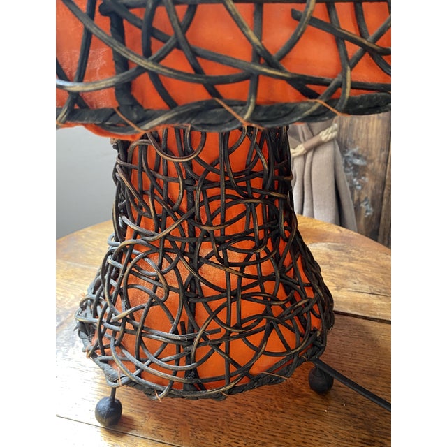 Large Mushroom Lamp in Woven Rattan, 1970 For Sale - Image 11 of 18