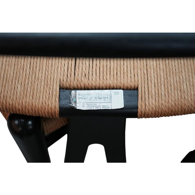 6 Carl Hansen Black "Wishbone" Chairs With Rush Seats, Design by Hans Wegner, For Sale - Image 9 of 9