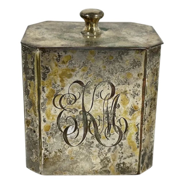 Mid 20th Century Silver Plated Tea Caddy: Georgian Style Monogrammed Box For Sale