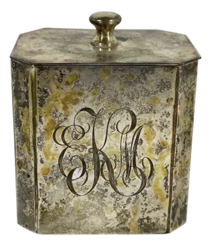 Mid 20th Century Silver Plated Tea Caddy: Georgian Style Monogrammed Box
