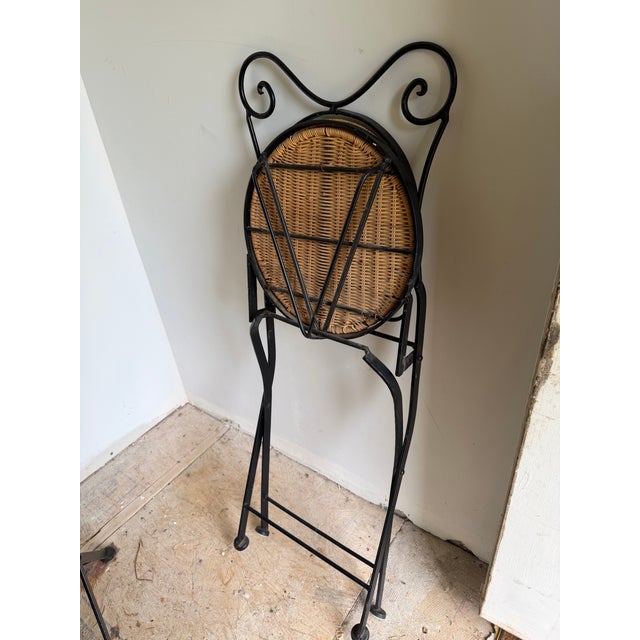 Rustic European 1930s French Iron Bistro Chairs - A Pair For Sale - Image 3 of 11
