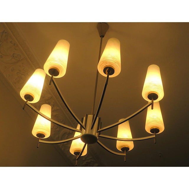 Italian Brass and Art Glass Chandelier, 1970s For Sale - Image 12 of 14