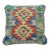 Arteverk Handwoven Afghan Kilim Pillow — Blue & Green Diamond Medallion For Sale