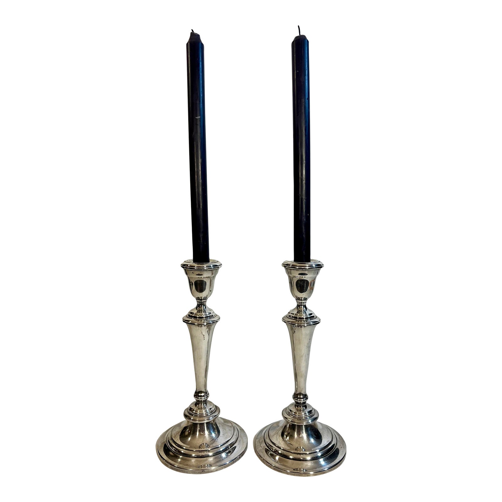 Vintage Pair of Gorham Convertible Candlestick Holders in Silver Plate