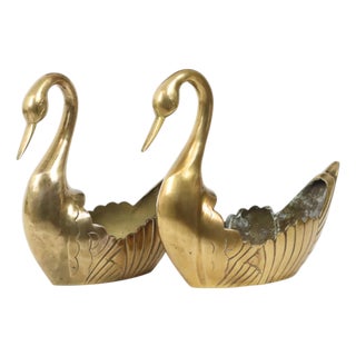 Vintage Swan Planters in Brass, Set of 2 For Sale
