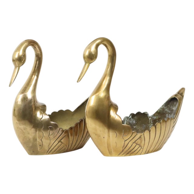 Vintage Swan Planters in Brass, Set of 2 For Sale