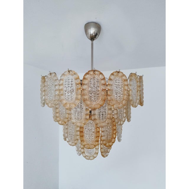 Mid-Century Modern Vintage Four-Tier Pressed Crystal Glass Chandelier, 1960s For Sale - Image 3 of 18
