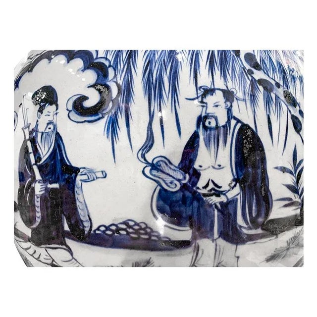 Chinese 1980s' Asian Blue & White Floor Vase For Sale - Image 3 of 8