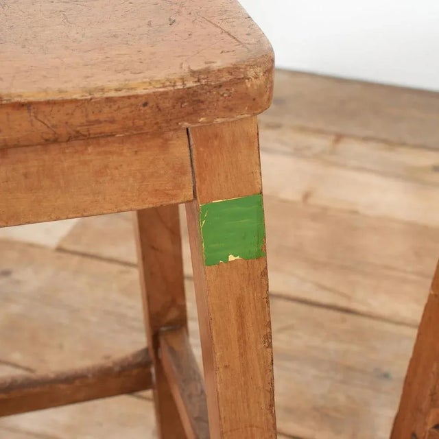 Mid-Century Wooden School Lab Stool For Sale - Image 5 of 11