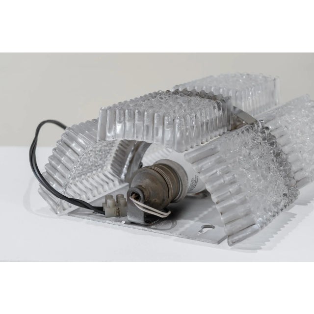 Vintage German Wall Lamp in Pressed Glass and Steel, 1960 For Sale - Image 3 of 8