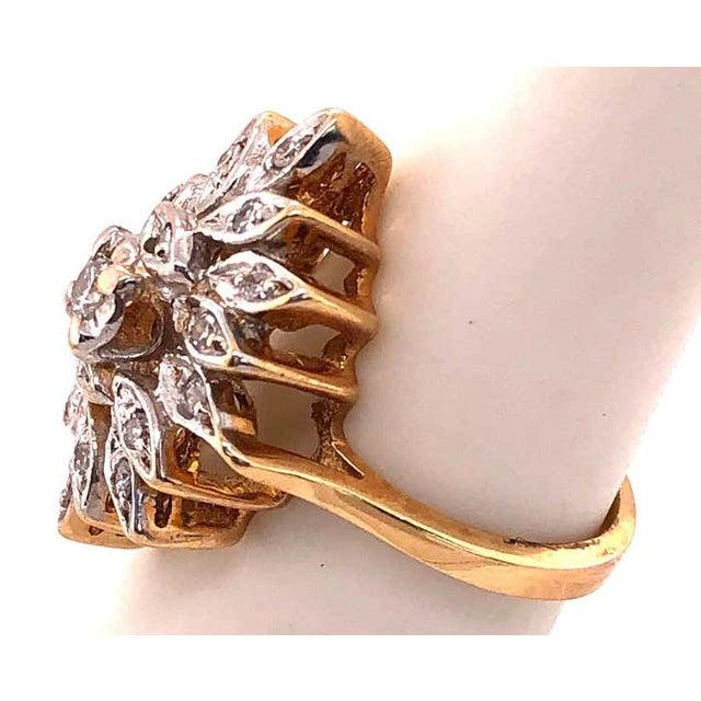 Metal 14 Karat Two-Tone White and Yellow Gold With Diamond Cluster Ring 0.50 TDW, Size 5.75 For Sale - Image 7 of 10