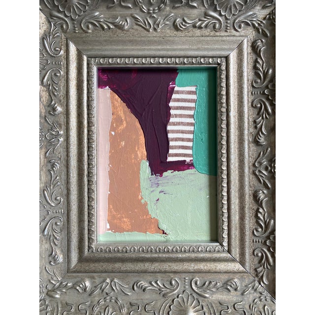 "Ragged Lines" 2025 Framed Mini Painting With Vintage Frame by Jessalin Beutler For Sale - Image 4 of 4