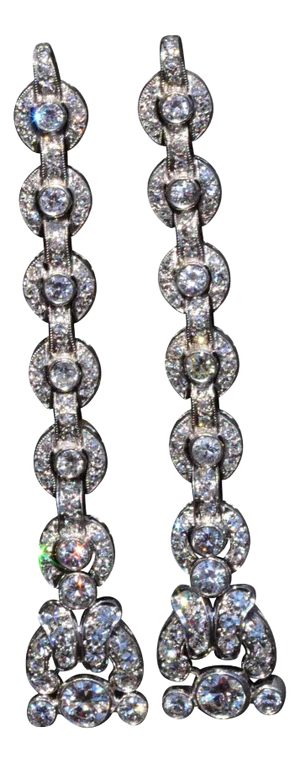 The Santa Rosa: Outstanding Antique Platinum Diamond Dangler Earrings, 2 Pieces