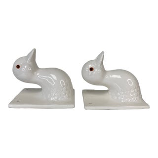 Mid 20th Century Vintage Japanese Goose or Duck Head Ceramic Towel Holders, Wall-Mounted - a Pair For Sale