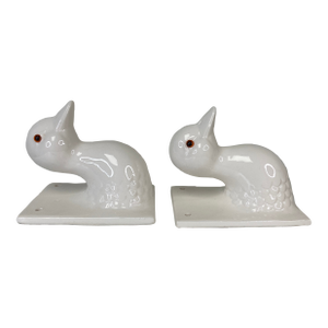 Mid 20th Century Vintage Japanese Goose or Duck Head Ceramic Towel Holders, Wall-Mounted - a Pair