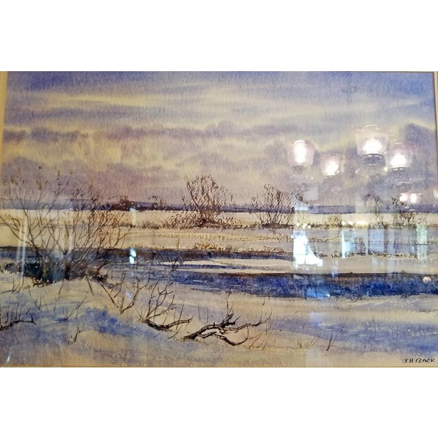 Glass Irish Watercolor by Rev Jh Flack of Winter on ‘The Bog of Allen’ For Sale - Image 7 of 9
