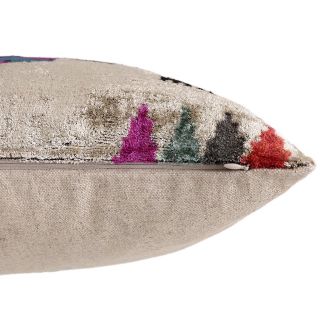 The Geometric Blue Bird Silk Velvet Pillow - 20" X 20" For Sale In San Francisco - Image 6 of 8