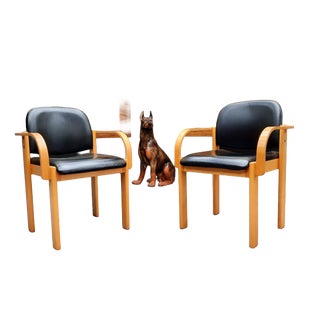 Mid-Century Beechwood and Leather Chairs from Wilde + Spieth, 1970s, Set of 2 For Sale