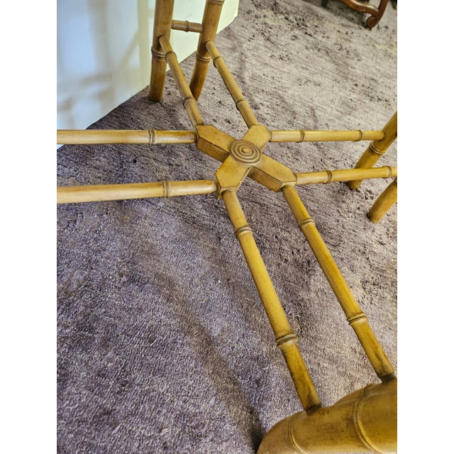 Very attractive bamboo Turned generous 30" square size end table with a painted finish. 26" high and also suitable for a...