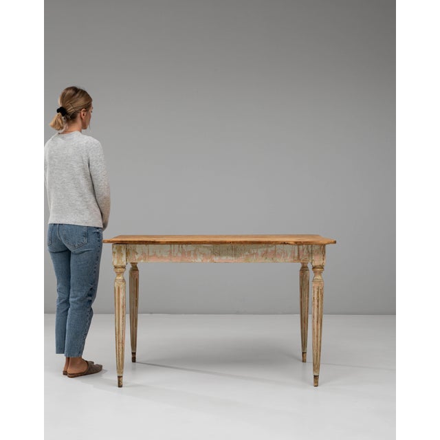 20th Century French Gustavian Wood Patinated Side Table For Sale - Image 17 of 18