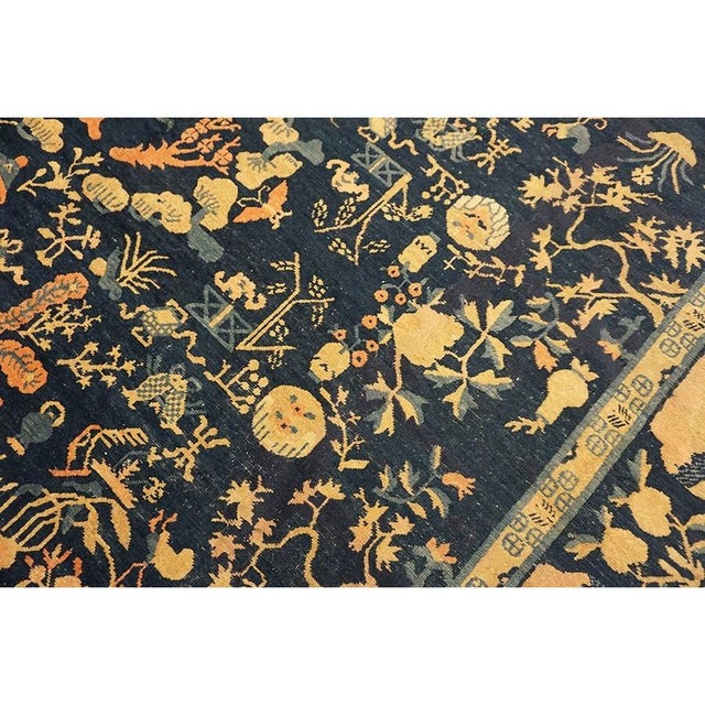 1930s Chinese Peking Knotted Wool Room Size Antique Rectangle Blue Greek Key Rug For Sale - Image 9 of 10