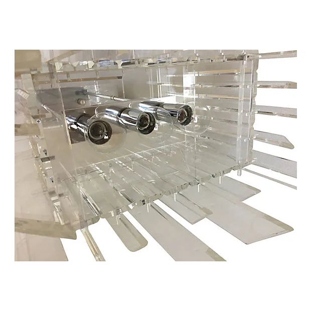 Metal Monumental 1970s Lucite Skyscraper Chandelier For Sale - Image 7 of 8