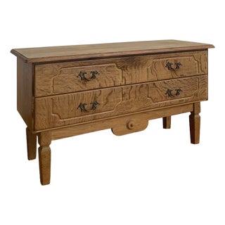 Henning Kjaernulf Style Oak Low Chest C. 1970s For Sale