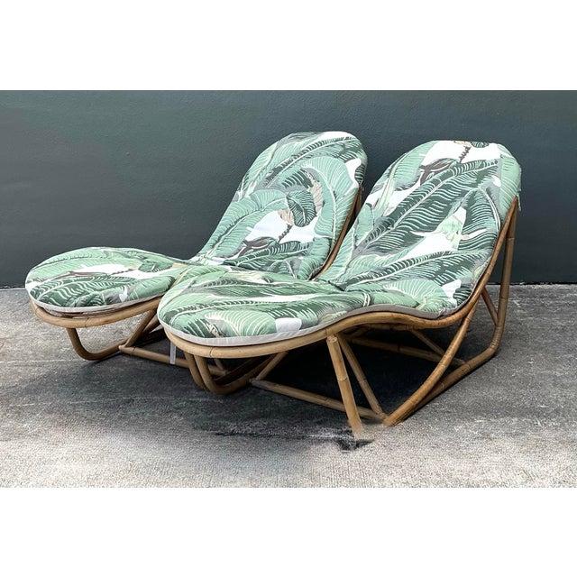 Vintage Bent Rattan Chaise Lounge in Cw Stockwell - Set of 2 For Sale - Image 12 of 12