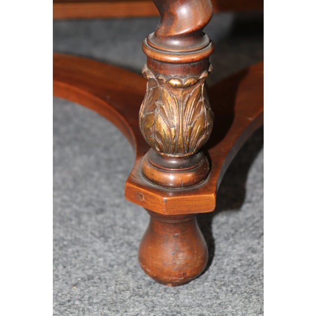 Superb Burled Walnut Carved English Barley Twist Leg Console Table For Sale - Image 10 of 11